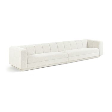Modari Fabric Upholstered 2-Piece Modular Sofa In Cream