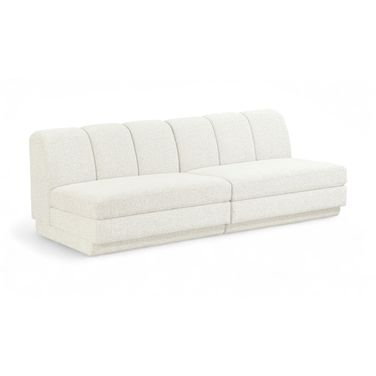 Modari Fabric Upholstered 2-Piece Modular Sofa In Cream