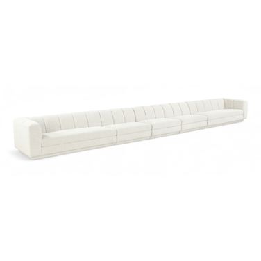 Modari Fabric Upholstered 5-Piece Modular Sofa In Cream