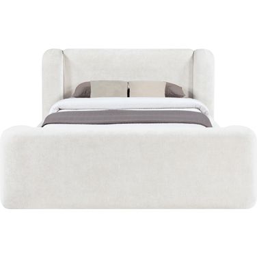 Modena Chenille Fabric Upholstered Full Bed In Cream