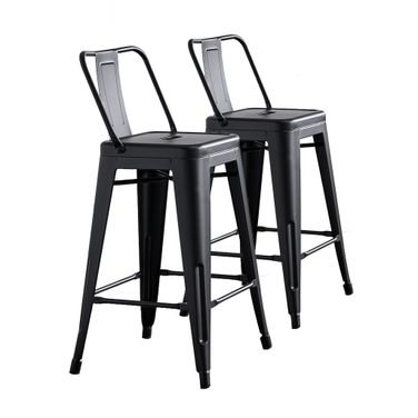 Modern 24 Inch Barstools Set of 2 In Matte Black