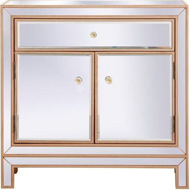 Modern 29 Inch Mirrored Cabinet In Antique Gold