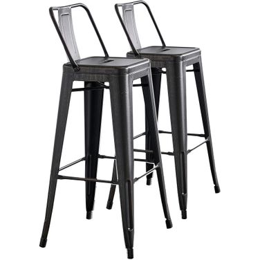 Modern 30 Inch Barstools Set of 2 In Distressed Black