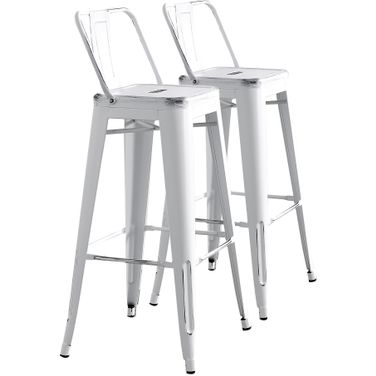 Modern 30 Inch Barstools Set of 2 In Distressed White