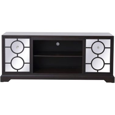 Modern 60 Inch Mirrored Tv Cabinet Stand In Dark Walnut