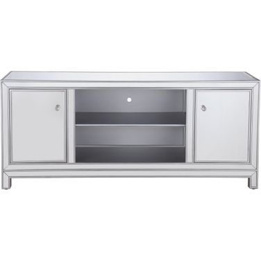 Modern 60 Inch Mirrored Tv Stand In Antique Silver