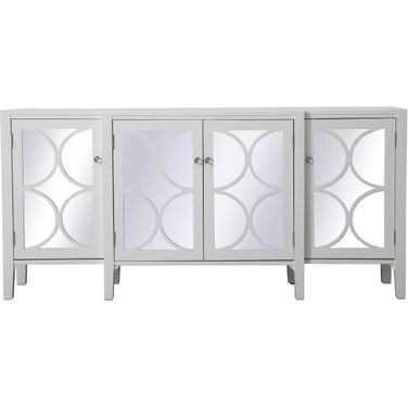 Modern 72 Inch Mirrored Credenza In White