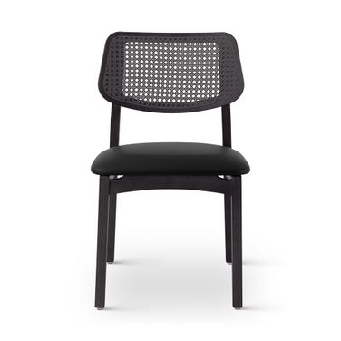 Modern Brazilian Beth Cane Side Chair In Black