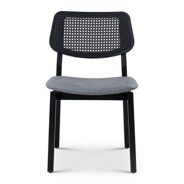Modern Brazilian Beth Cane Side Chair In Essence Grey and Ebano