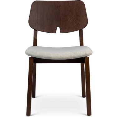 Modern Brazilian Beth Side Chair In Medley Ivory Seat and Nogal Frame