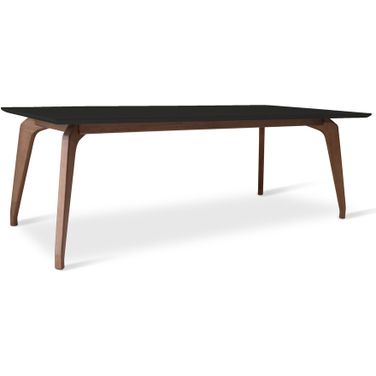 Modern Brazilian Giane Dining Table In Nogal Base and Black Top