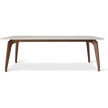 Modern Brazilian Giane Dining Table In Nogal Base and Off White Top