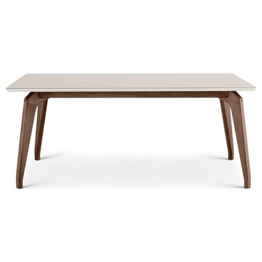 Modern Brazilian Giane Dining Table In Off White and Nogal