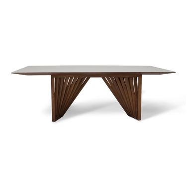 Modern Brazilian Laguna Glass Top Dining Table In Off White and Nogal