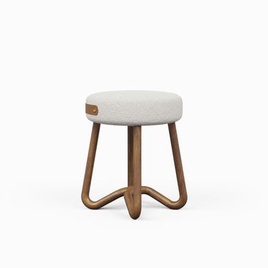 Modern Brazilian Loop Upholstered Stool In Noodles Natural and Nozes