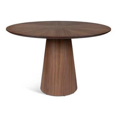 Modern Brazilian Mona Wooden Top Round Dining Table In Nogueira