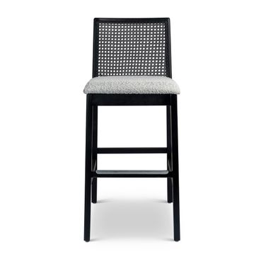 Modern Brazilian Nardia Cane Barstool In Crafted Glaze and Ebano