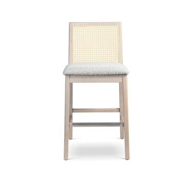 Modern Brazilian Nardia Cane Counter Stool In Crafted Glaze and Nevoa