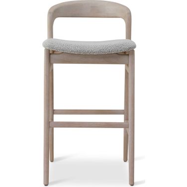 Modern Brazilian Velma Counter Stool In Boucle Crafted Glaze Seat and Nevoa Frame