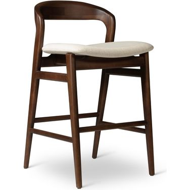 Modern Brazilian Velma Counter Stool In Medley Ivory Seat and Nogal Frame
