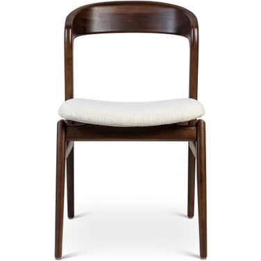 Modern Brazilian Velma Side Chair In Medley Ivory Seat and Nogal Frame