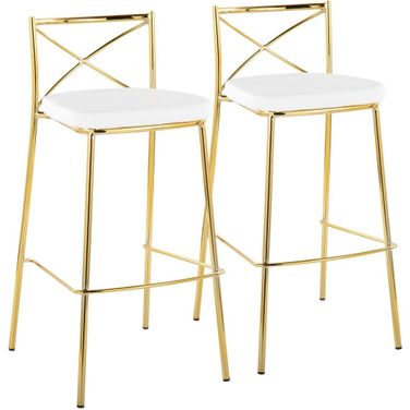 Modern Charlotte 30 Inch Fixed Height Barstool Set of 2 In Gold