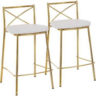 Modern Charlotte Counter Stool Set of 2 In Gold