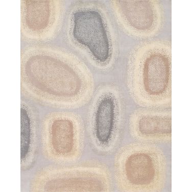 Modern Collection Hand-Knotted Silk and Wool Area Rug - 8' 1" x 9'10" In Silver and Multi
