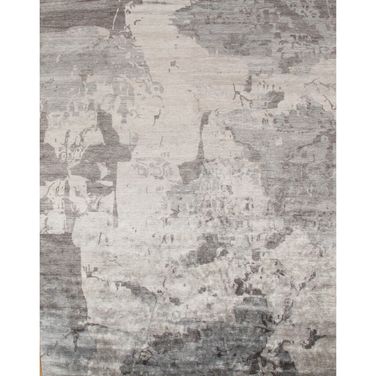 Modern Collection Hand-Knotted Silk Area Rug- 5' 11" x 8' 10" In Light Gray and Grey