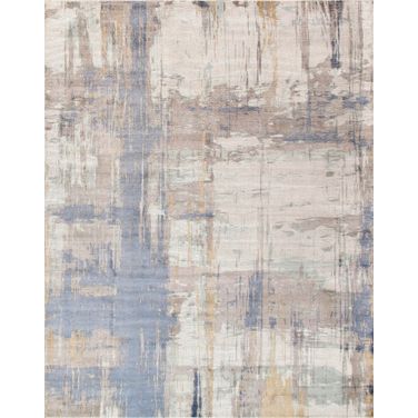 Modern Collection Hand-Loomed Area Rug-10' x 14' In Ivory and Blue