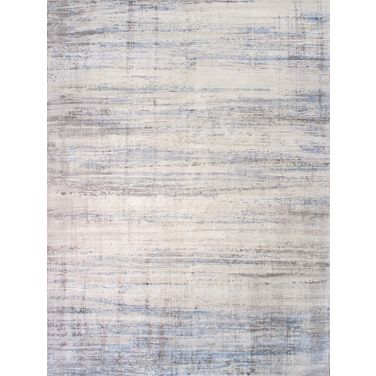 Modern Collection Hand-Loomed Bamboo Silk and Wool Area Rug, 12' x 15' In Silver and Blue