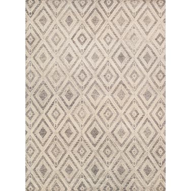 Modern Collection Hand-Tufted Bamboo Silk and Wool Area Rug, 12' x 15' In Ivory and Silver