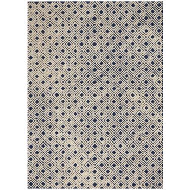Modern Deco Navy and Ivory 10' x 13' Area Rug