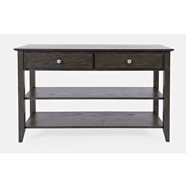 Modern 48 Inch Sofa Console Table with 2 Drawers In Gray Brown
