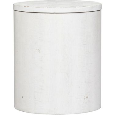 Modern Farmhouse Drum End Table In White
