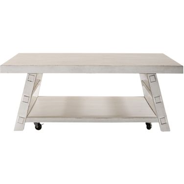 Modern Farmhouse Oversized Square Cocktail Table In White