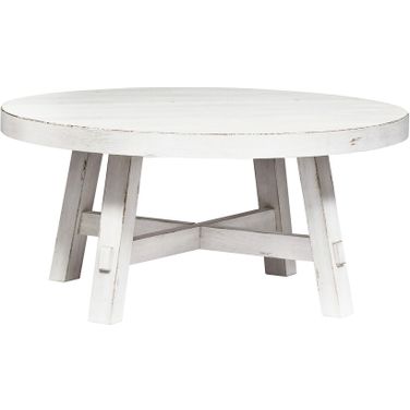 Modern Farmhouse Splay Leg Round Cocktail In White