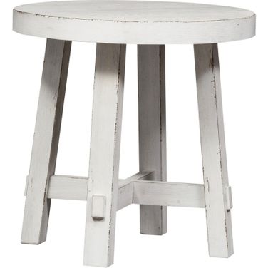 Modern Farmhouse Splay Leg Round End Table In White