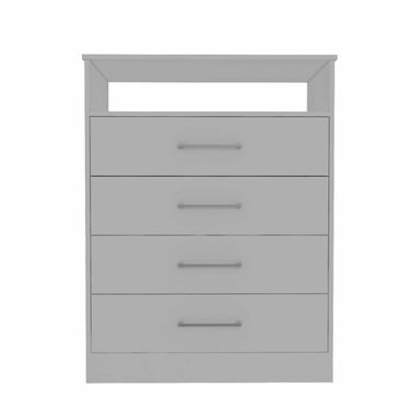 Modern Four Drawer Dresser with Hutch In White