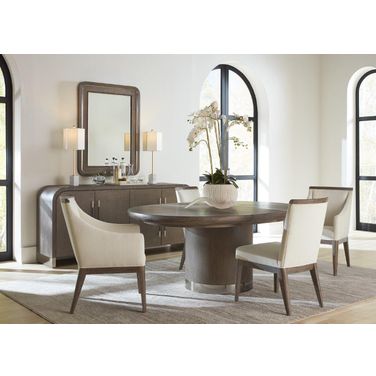 Modern Mood Round Dining Room Set with 1-18 Inch Leaf Table In Dark Wood