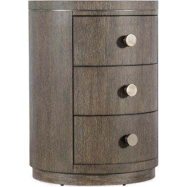 Modern Mood Round Nightstand In Dark Wood