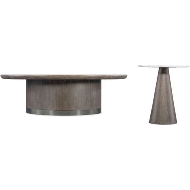 Modern Mood Round Occasional Table Set In Dark Wood