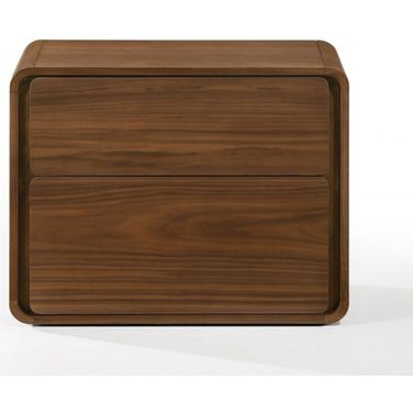 Modern Nightstand with Two Drawers In Walnut Brown