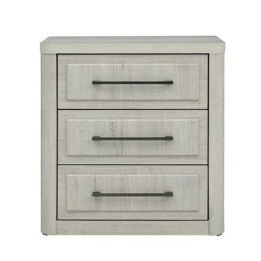 Modern Play Nightstand with Charging Station In Natural White