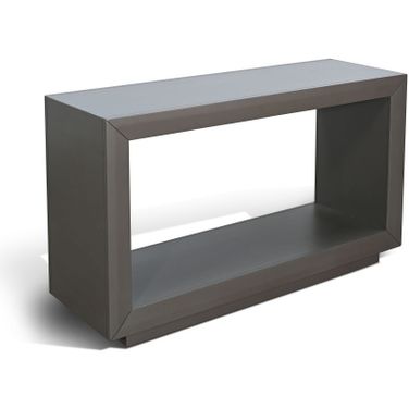 Modern Rectangular Sofa Table with Open Storage In Urban Bronze