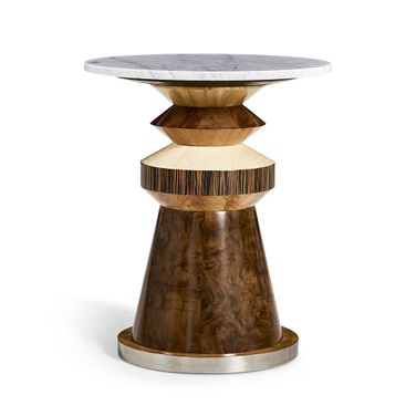 Modern Rook Round Accent Table In Brown