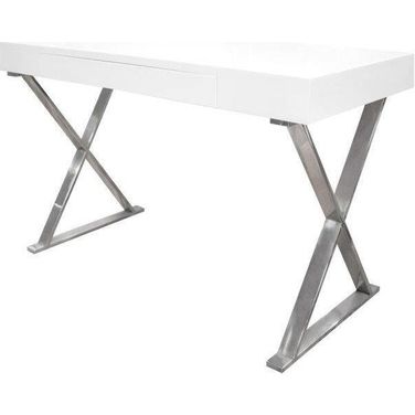 Modern Stainless Steel Frame Computer Desk In Chrome And Silver