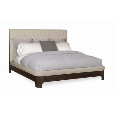 Modern Streamline Diamond Quilited Cal King Upholstered Panel Bed