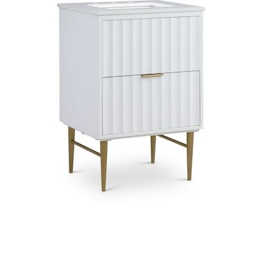 24-Inch Modernist Bathroom Vanity In White/Brushed Gold