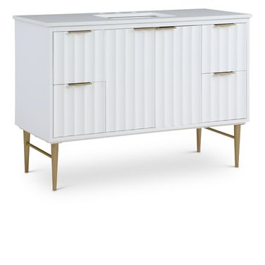 Modernist Bathroom Vanity In White and Brushed Gold